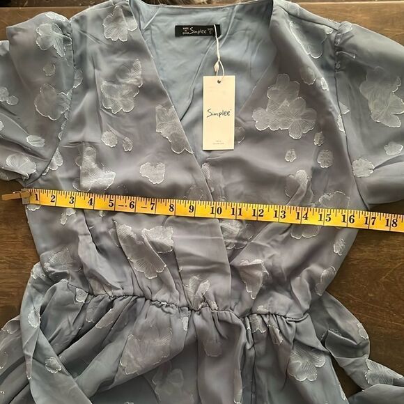 NWT Simplee Short Sleeve Wrap Maxi Dress V Neck Burnout Floral Formal Dress - Picture 10 of 14